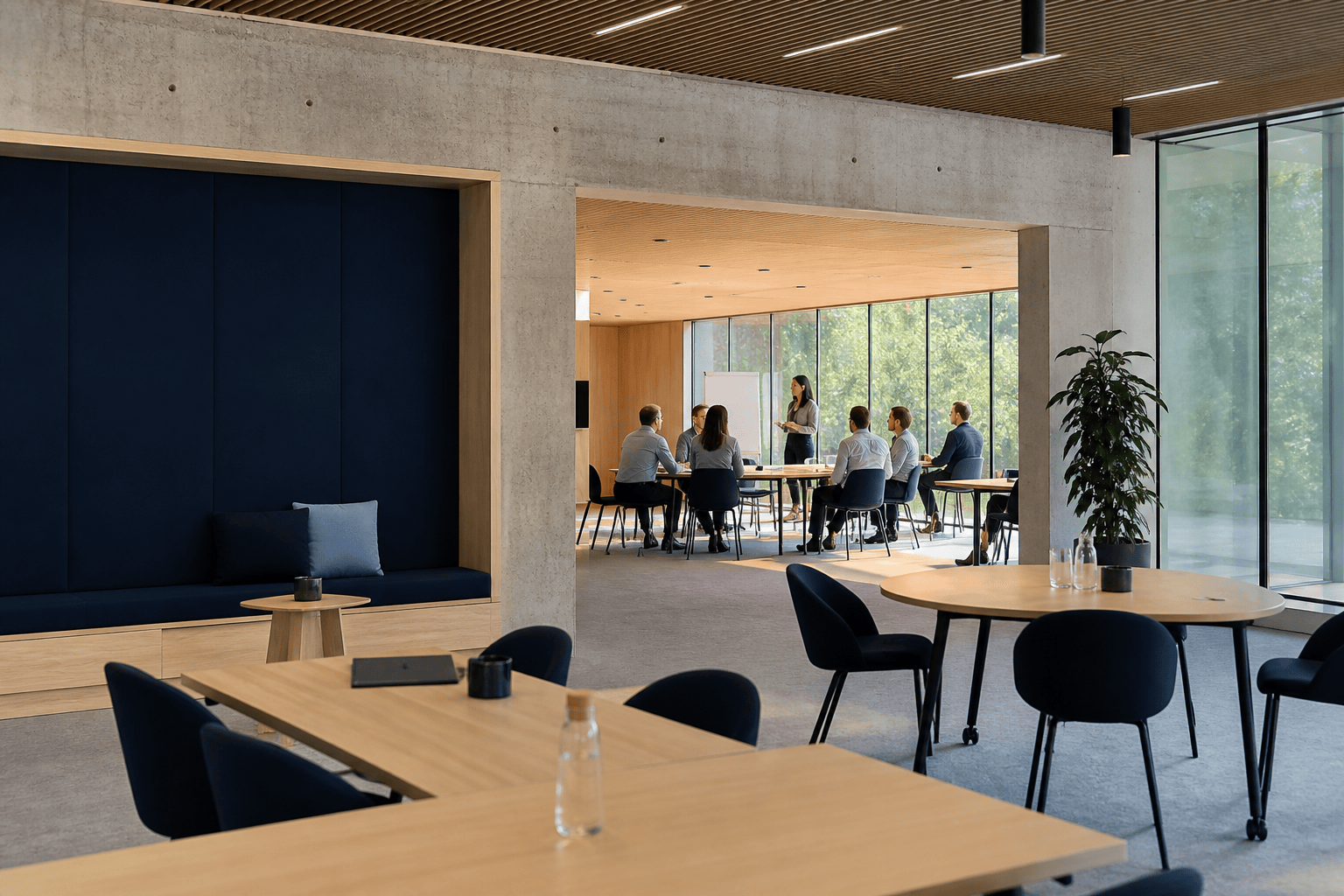 Espacio corporativo contemporáneo preparado para formación y desarrollo profesional