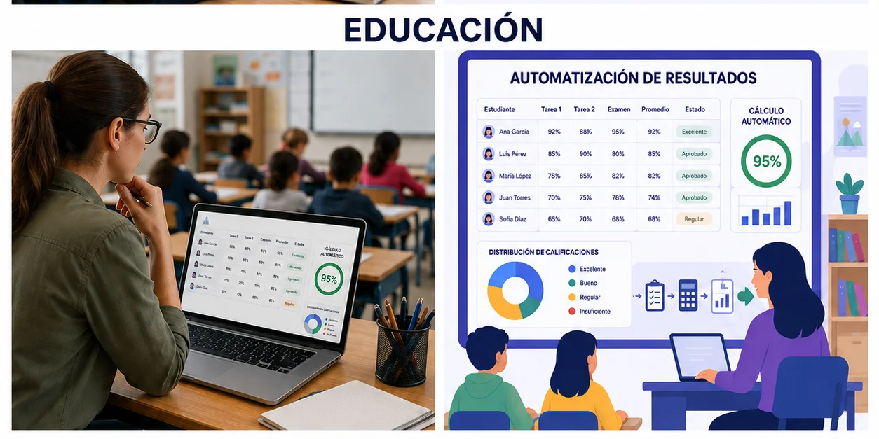 Docente usando resultados automatizados para dedicar más tiempo al estudiante.